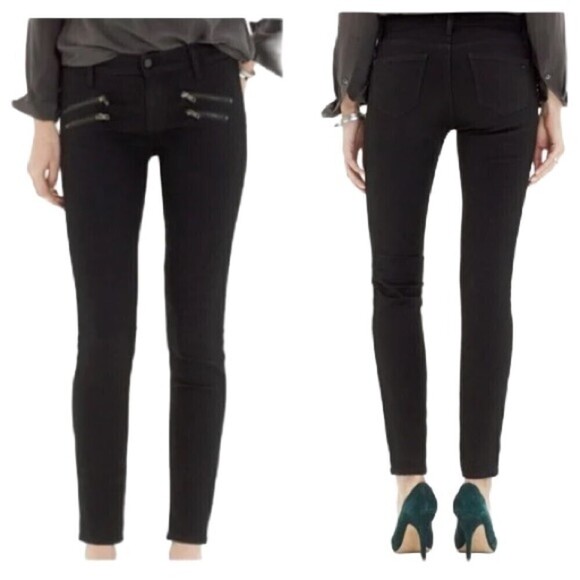 Madewell Skinny Skinny Double Zipper Pocket Black Denim Jean Long Pants Size 26 - Picture 1 of 14